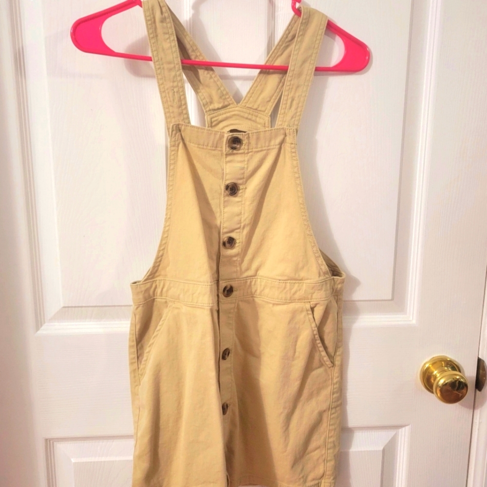 Beige button up overall